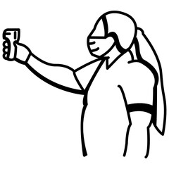 forehead Temperature Scanning on white background, Coronavirus Pessengers Screening at Airport Concept, COVID-19 scanning Using infrared thermometer vector icon design,