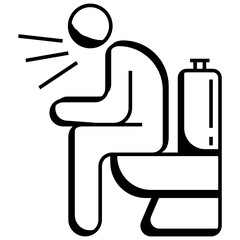 Man sitting on Wall mounted Commode on white background, Bovine corona virus BCoV Vector Icon design, Coronavirus Symptoms of COVID-19 diarrhea Concept,