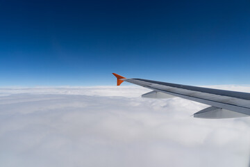 Endless clear sky from a flying plane