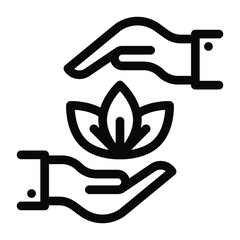 
Flower inside hands, solid icon of save nature
