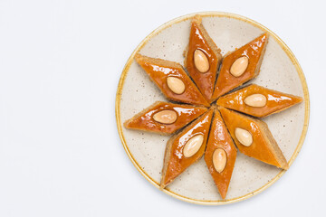 Sweet festive traditional Azerbaijan cuisine with almonds