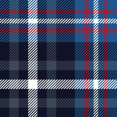Fototapeta premium Blue, red and white tartan plaid pattern background. Flannel shirts, Vector illustration