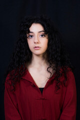 Beautiful woman on black background