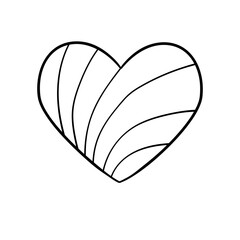 Cute hand drawn heart. Romantic symbol of love and happiness. Vector illustration in doodle style isolated on a white background. For wedding design, Valentine's day, children's coloring books.