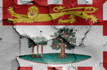 flag of Prince Edward Island painted on cracked wall