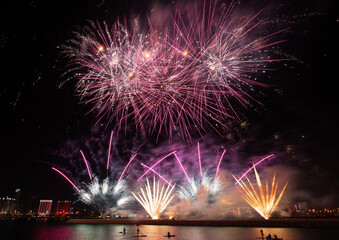 Fireworks on the occasion of Bahrain National Day at Bahrain bay, December 16, 2020