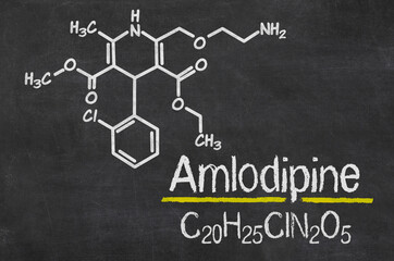 Blackboard with the chemical formula of Amlodipine