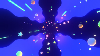 Cartoon abstract flowing wavy galaxy. 3d rendering picture. © tykcartoon