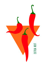 Vector graphics with fruits of cayenne peppers. Icon with hot chili peppers. Design element for condiments or sauces. Isolated silhouettes of vegetables. Spicy seasoning.