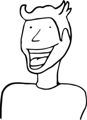 Drawing of a man who smiles. The guy laughs.