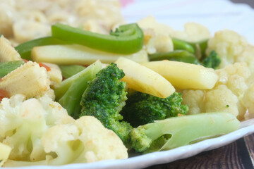  close up of homemade vegetable salad on plate 