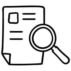 Paper under magnifier, search content icon
