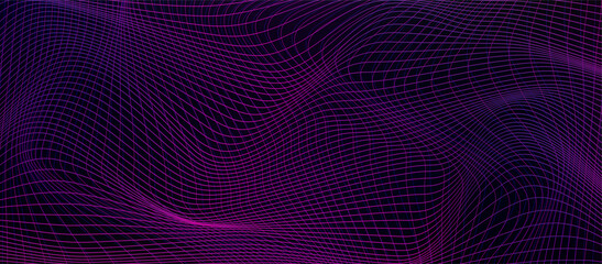 Cyberpunk vector background. Design concept with distorted lines on cyberpunk colors. Futuristic banner template