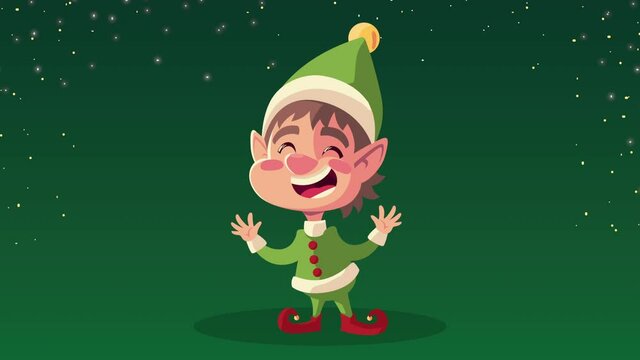 happy merry christmas animation with little elf
