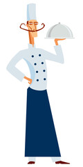 The comic chef. Charismatic full-length character. Isolated vector graphics
