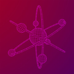 Planetary model of atom with nucleus and electrons