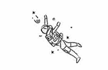Astronaut in spacesuit, Particle Vector Design illustration.