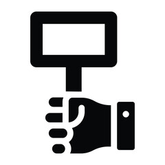 Hand banner in trendy glyph icon showing hand 