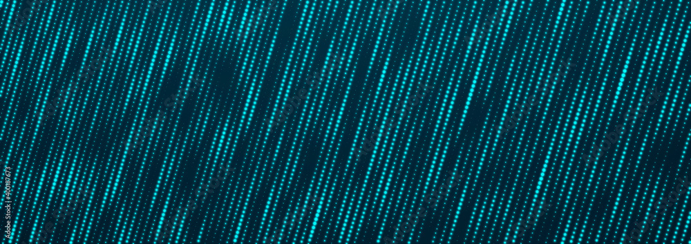 Aufkleber abstract matrix. gradient halftone. many green dots of different sizes on dark background. 3d