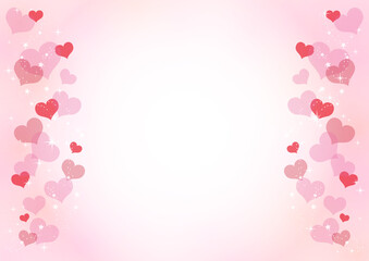 バレンタインデー用ハートの背景イラスト、フレーム