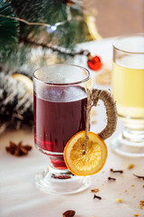 mulled wine with fruits and spices