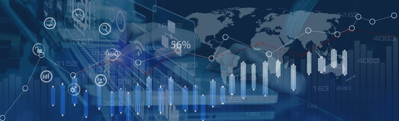 Internet technology network concept, Business virtual hologram through the computer screen, Mobile Application . 
