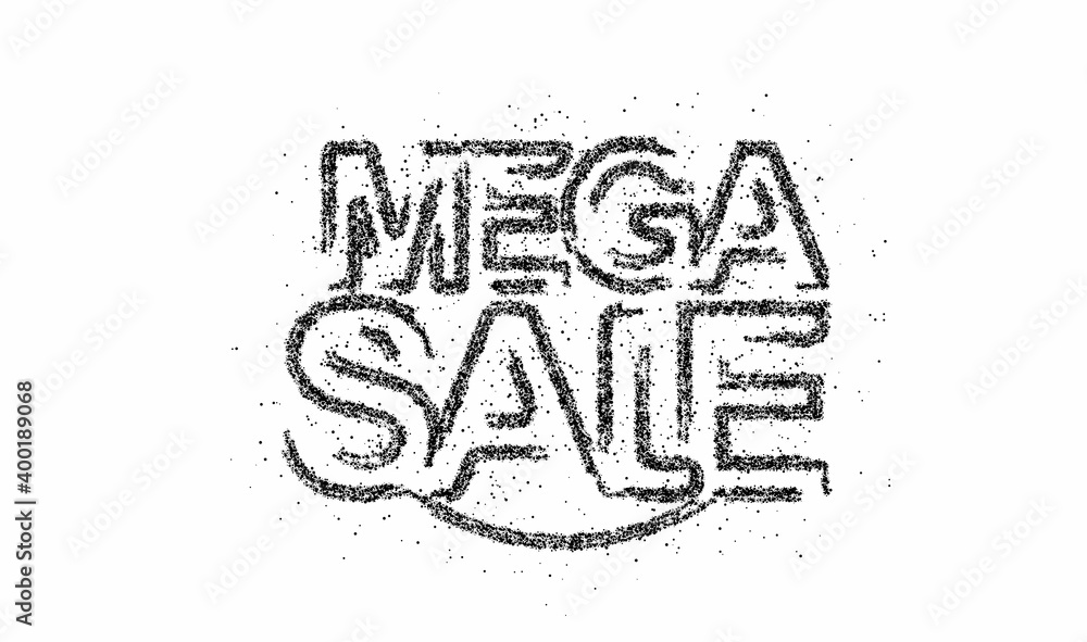 Wall mural mega sale text particle modern trendy design template . vector design