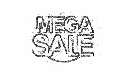 Mega Sale Text Particle Modern Trendy Design Template . Vector design
