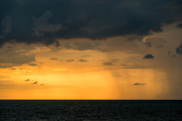 Beautiful orange sunset on the sea landscape