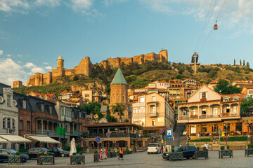 View of cable car above Tbilisi Georgia