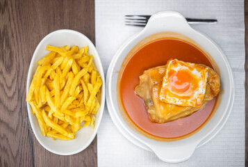 Famous traditional food from Porto called francesinha, Portugal