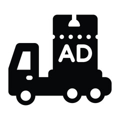 
Advertising van in editable glyph icon 
