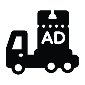 
Advertising Van In Editable Glyph Icon 
