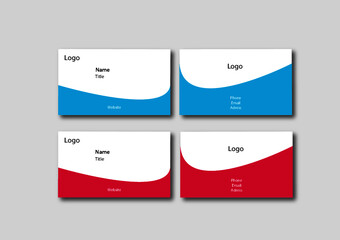 CMYK Business card design isolated on background for corporate company. Business card template vector design. Business mockup. Red and Blue colors business card. Both side business card. Modern design
