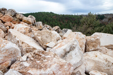 A marble quarry, open mining.