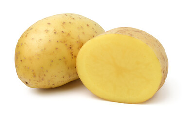 Potato and cut isolated on white background,with clipping path.