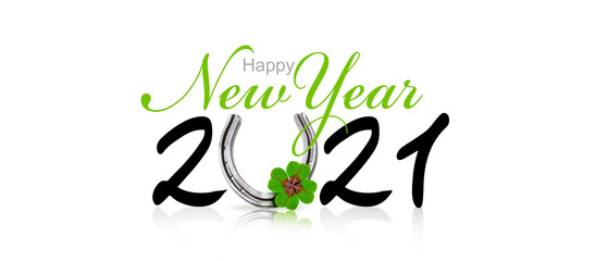 Neujahrswunsch für 2021 mit Kleeblatt