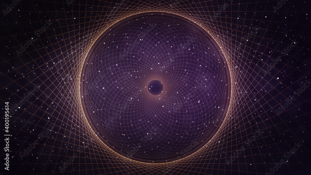 Canvas Prints gold and purple vortex abstract circles line art in space - background