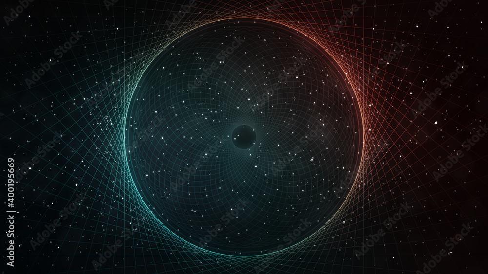 Canvas Prints red and teal vortex abstract circles line art in space - background