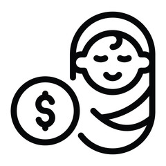 
Kid budget glyph icon showing dollar 
