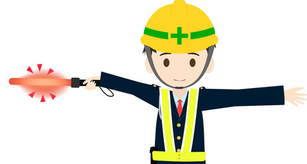 両手を広げるシンプルな道路誘導員のイラスト
