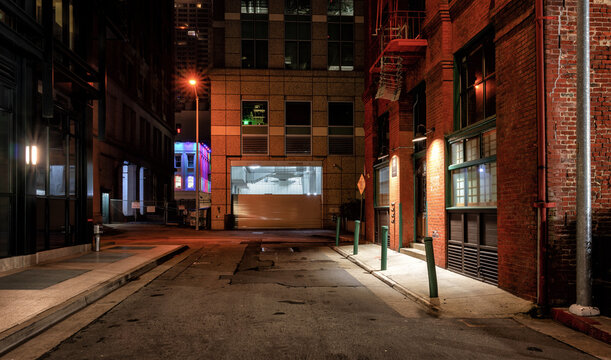 Empty Street At Night San Francisco