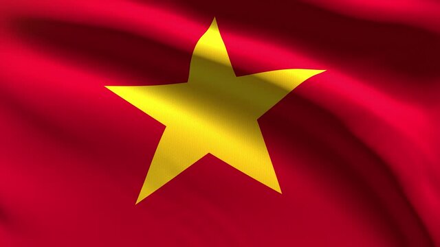 Festive 60FPS Vietnam flag  waving on the wind 4k UHD 3d seamless loop animation