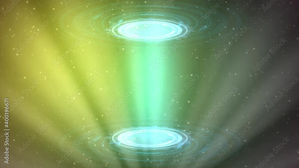 Aufkleber abstract 3d 4k 60 fps animation - multi colored digital background of two hud or ui circles, science