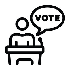 
Person standing with dias, glyph icon of election speech
