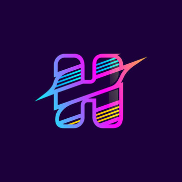 N letter logo with diagonal multicolor lines.