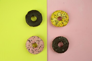 sweet donut with colored background