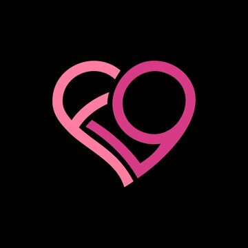 simple typography fg with heart vector logo