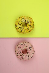 sweet donut with colored background