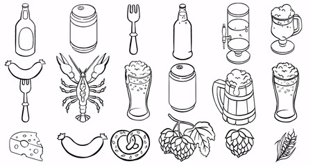 set of beer icon, such as alcohol, brewery, craft beer, hop. Vector illustration